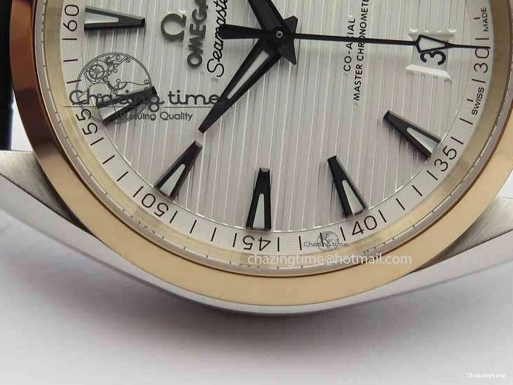 0202 2017 Aqua Terra SS RG XF Best Edition White Textured Dial On Black Leather Strap A Functional 8157